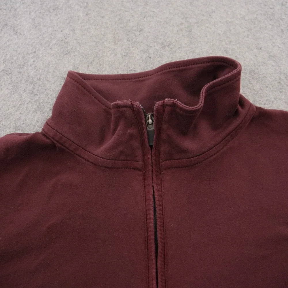Banana Republic Sweater Mens Large Red Burgundy 1/4 Zip Mock Neck Long Sleeve